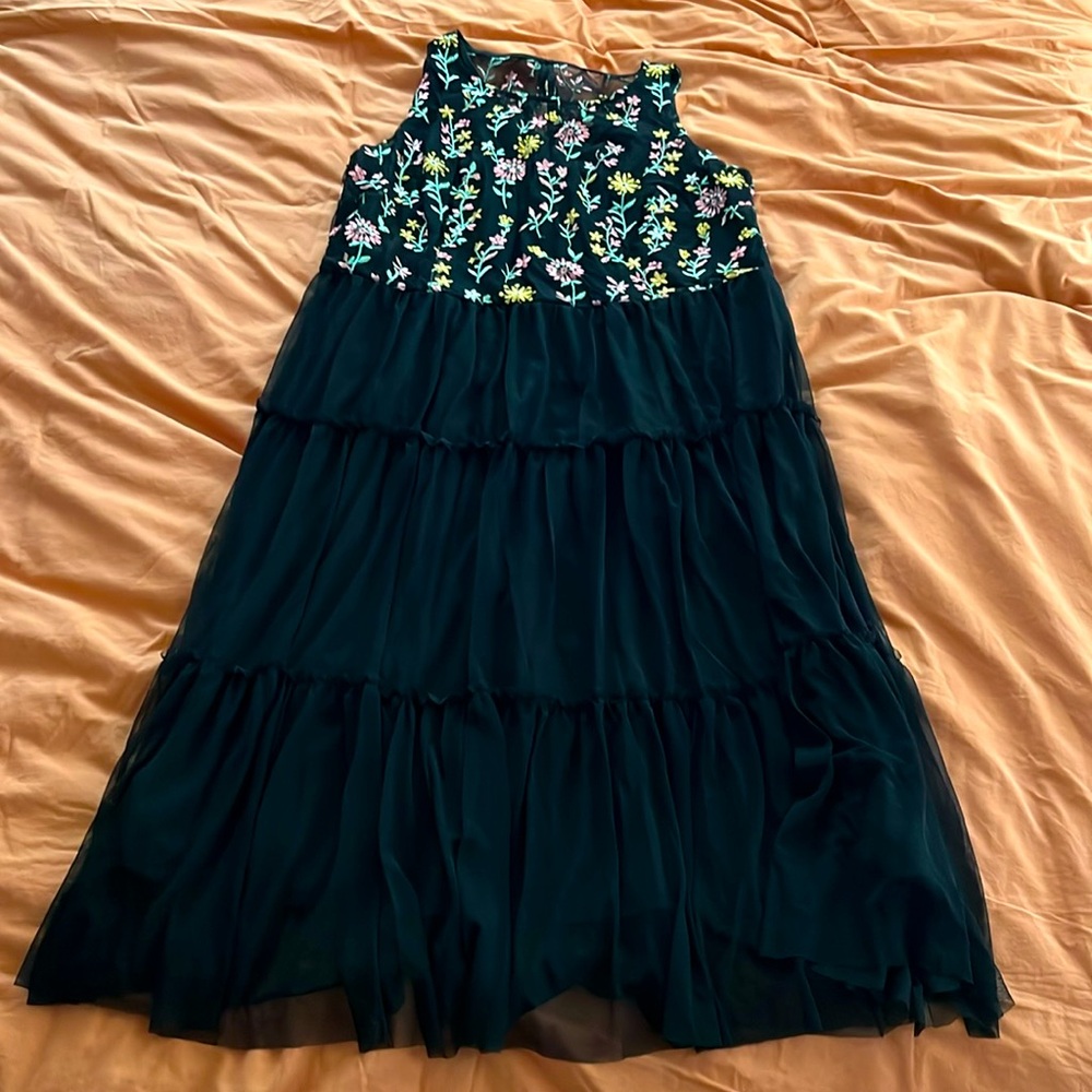 Black dress with floral embroidery - size 20